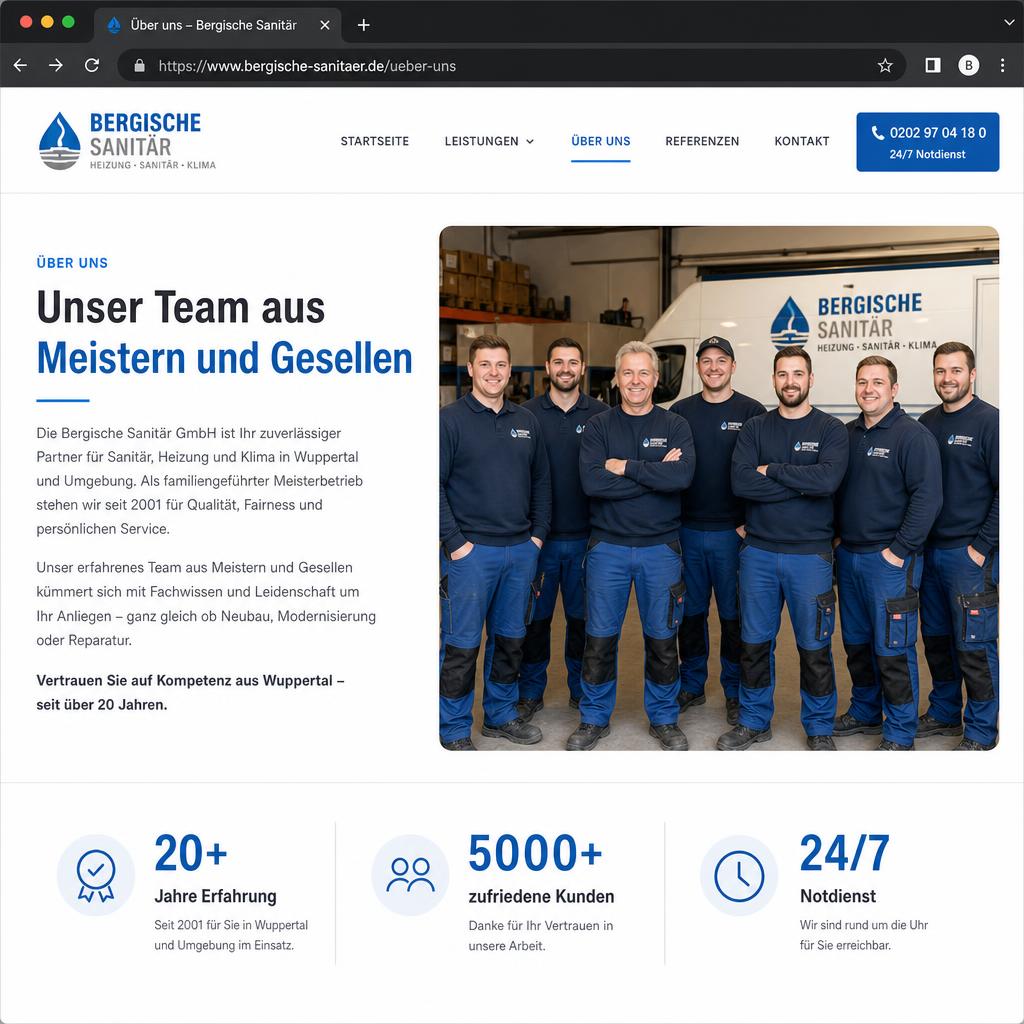 Referenzwebsite Sanitär & Heizung aus Wuppertal – Screenshot 3