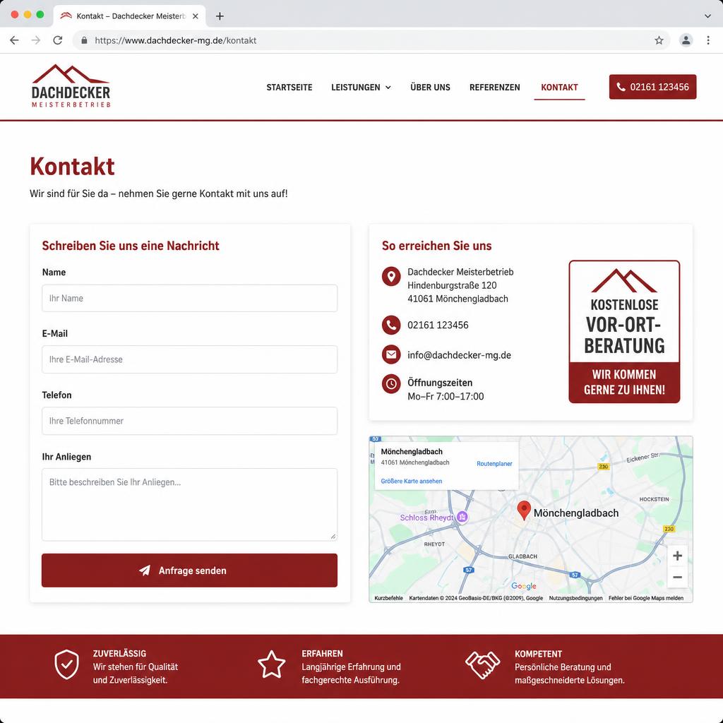 Referenzwebsite Dachdecker aus Mönchengladbach – Screenshot 4