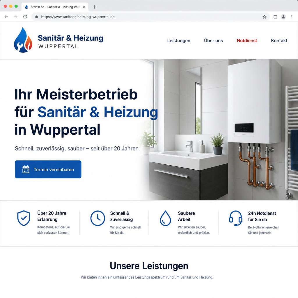 Referenzwebsite Sanitär & Heizung aus Wuppertal – Screenshot 1