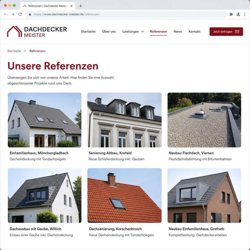 Referenzwebsite Dachdecker aus Mönchengladbach – Screenshot 3