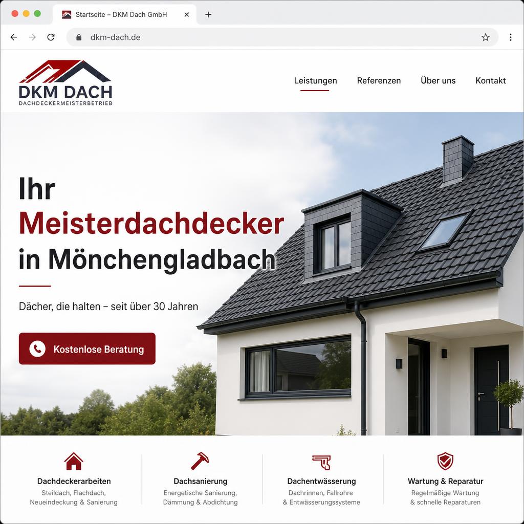 Referenzwebsite Dachdecker aus Mönchengladbach – Screenshot 1