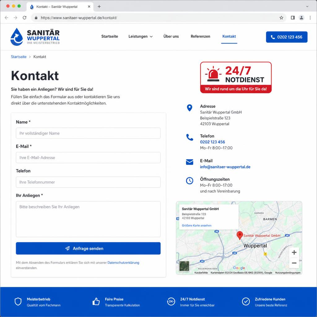 Referenzwebsite Sanitär & Heizung aus Wuppertal – Screenshot 4